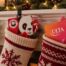 Panda Express and Ulta Beauty gift cards tucked into Christmas stockings